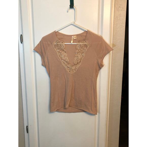 Vintage Abercrombie Y2K beaded lace v-neck top size Medium - Picture 1 of 7